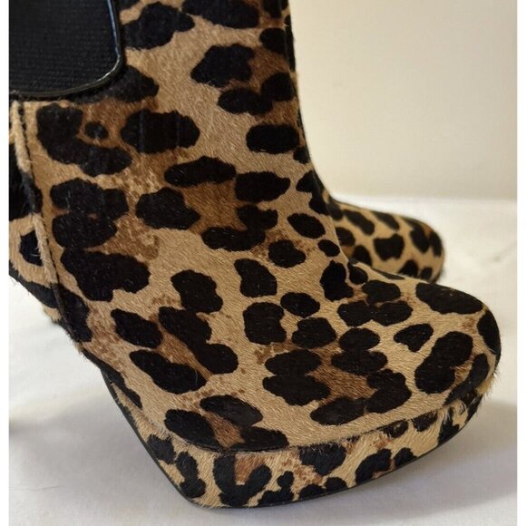 Gianni Bini Womens Platform Calf Hair Leopard Print Booties 7.5 - Picture 4 of 6